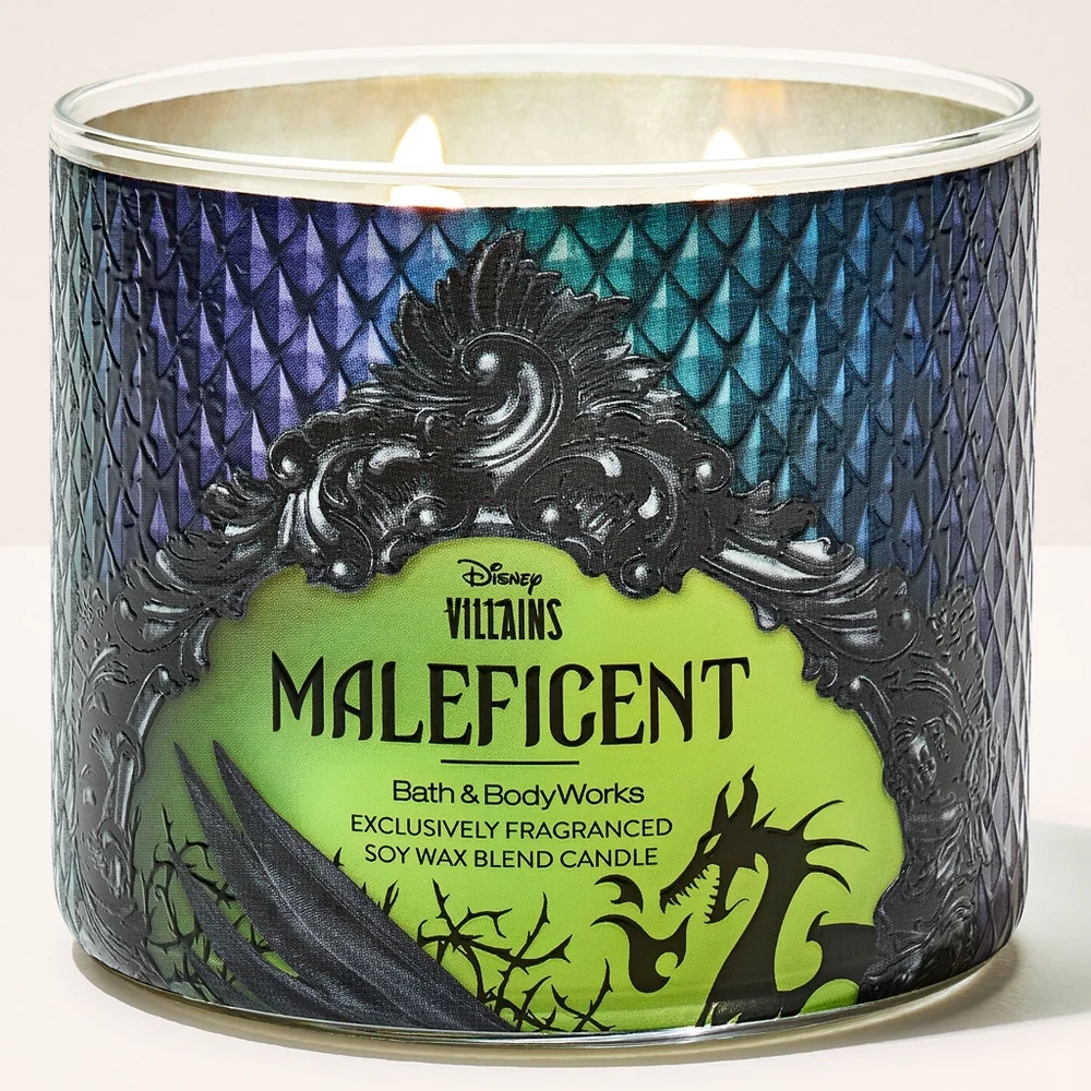 Bath & Body Works Disney Villains Maleficent Fancy Lid 3-Wick Candle New RARE